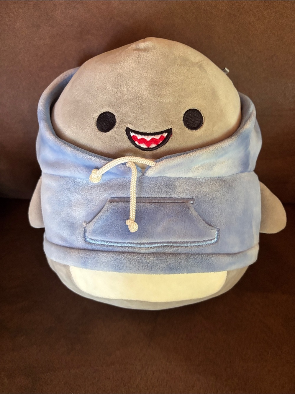 Squishmallows Shark Plush in Light Blue Hoodie and Gray-White